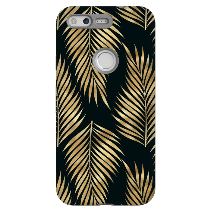 Pixel StrongFit black gold fern leaves  by haroulita