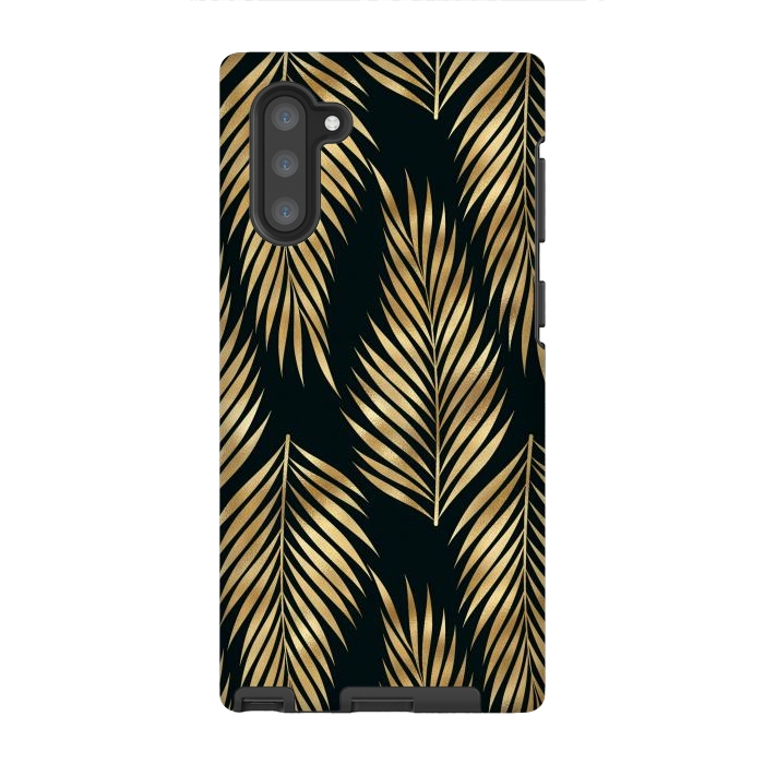 Galaxy Note 10 StrongFit black gold fern leaves  by haroulita