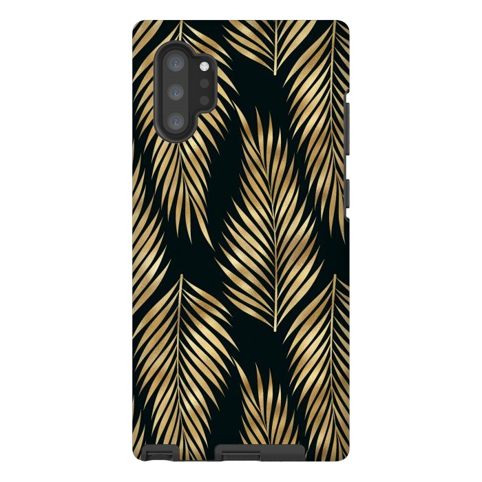 Galaxy Note 10 plus StrongFit black gold fern leaves  by haroulita