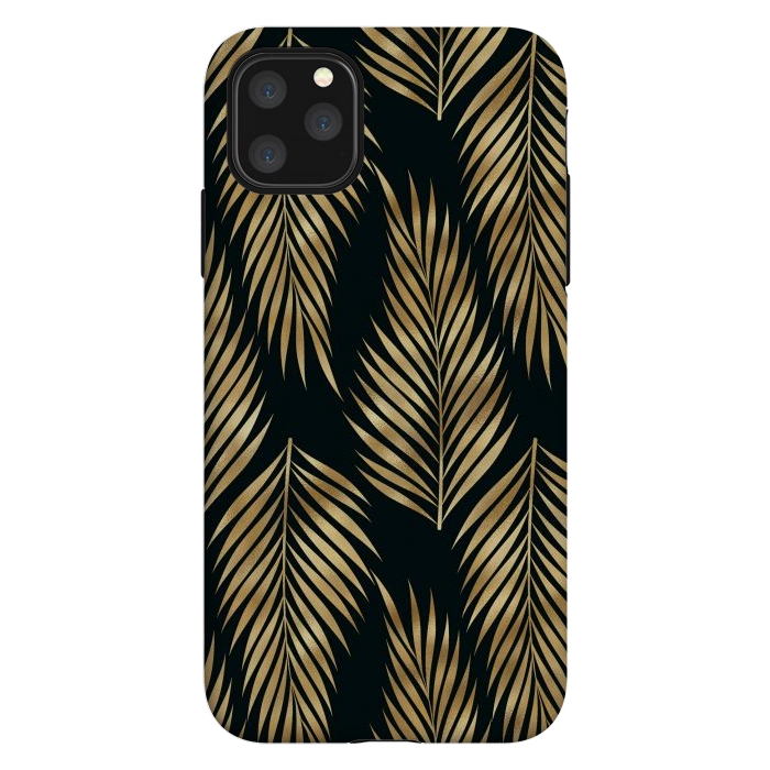 iPhone 11 Pro Max StrongFit black gold fern leaves  by haroulita