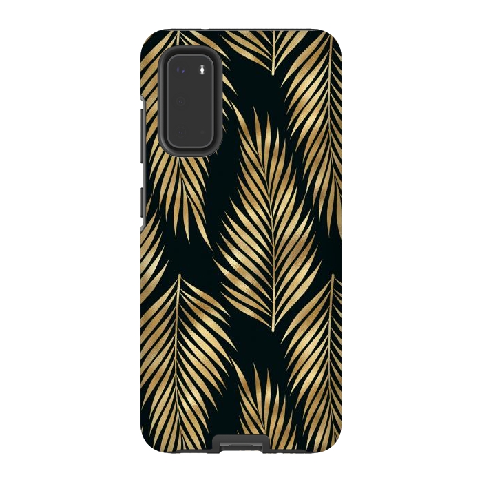 Galaxy S20 StrongFit black gold fern leaves  by haroulita