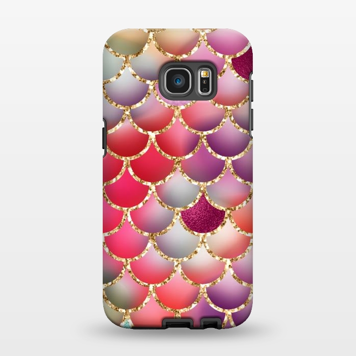 Galaxy S7 EDGE StrongFit colorful mermaid glitter scales by haroulita