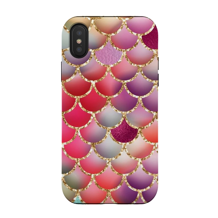 iPhone Xs / X StrongFit colorful mermaid glitter scales by haroulita