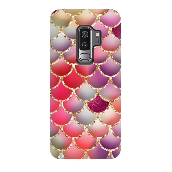 Galaxy S9 plus StrongFit colorful mermaid glitter scales by haroulita