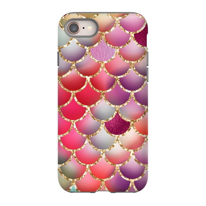 iPhone 8 StrongFit colorful mermaid glitter scales by haroulita