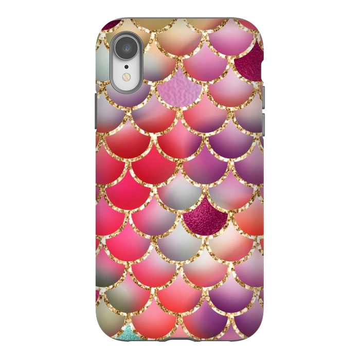 iPhone Xr StrongFit colorful mermaid glitter scales by haroulita