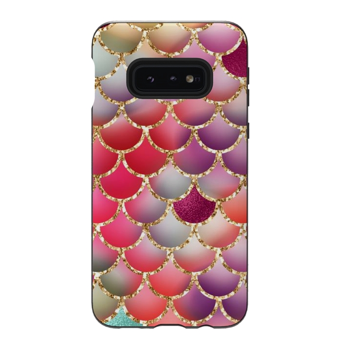 Galaxy S10e StrongFit colorful mermaid glitter scales by haroulita