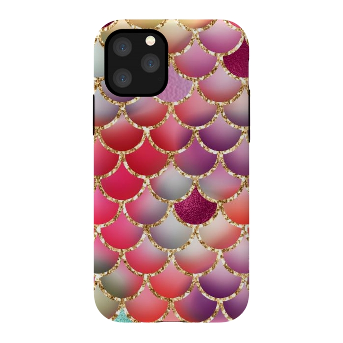 iPhone 11 Pro StrongFit colorful mermaid glitter scales by haroulita