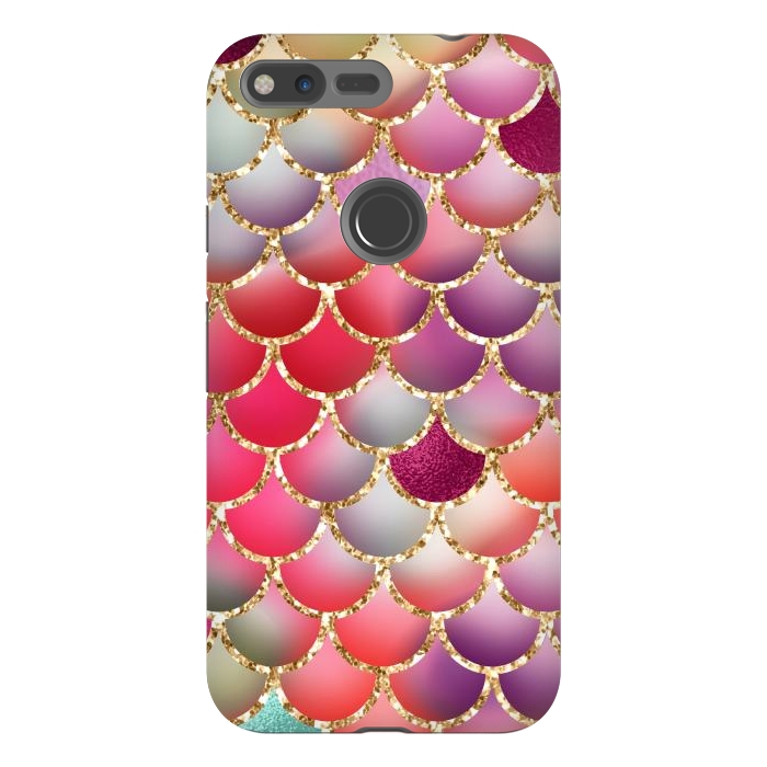 Pixel XL StrongFit colorful mermaid glitter scales by haroulita