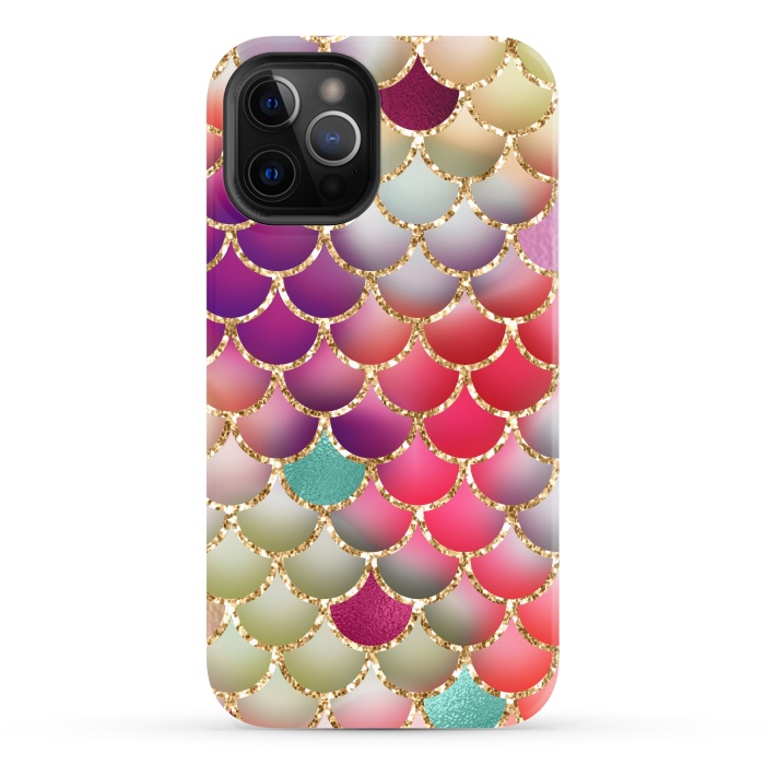 iPhone 12 Pro Max StrongFit colorful mermaid glitter scales by haroulita