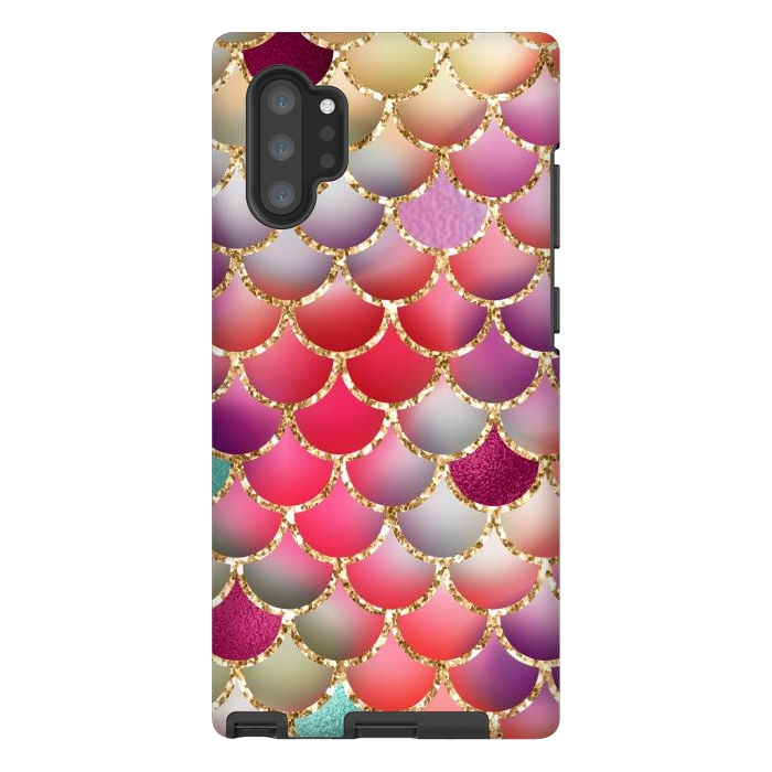 Galaxy Note 10 plus StrongFit colorful mermaid glitter scales by haroulita