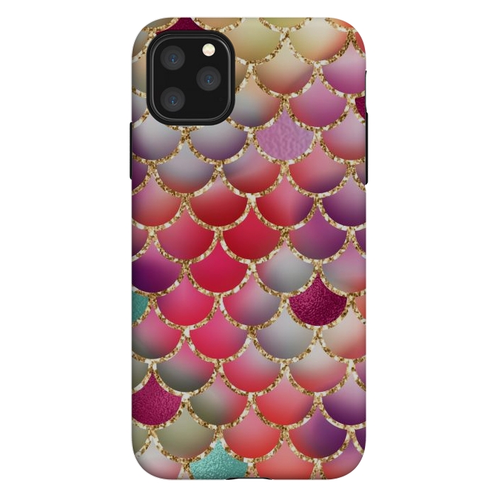 iPhone 11 Pro Max StrongFit colorful mermaid glitter scales by haroulita