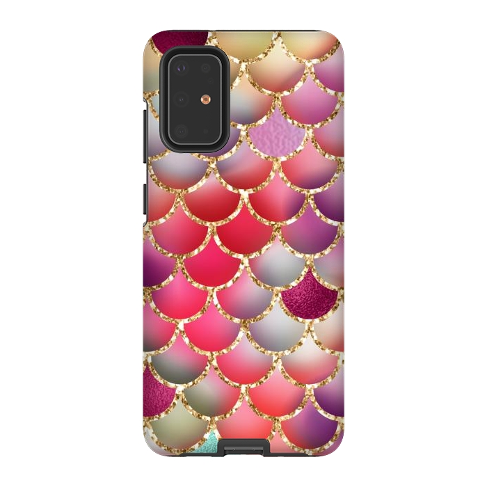Galaxy S20 Plus StrongFit colorful mermaid glitter scales by haroulita
