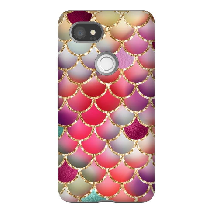 Pixel 2XL StrongFit colorful mermaid glitter scales by haroulita