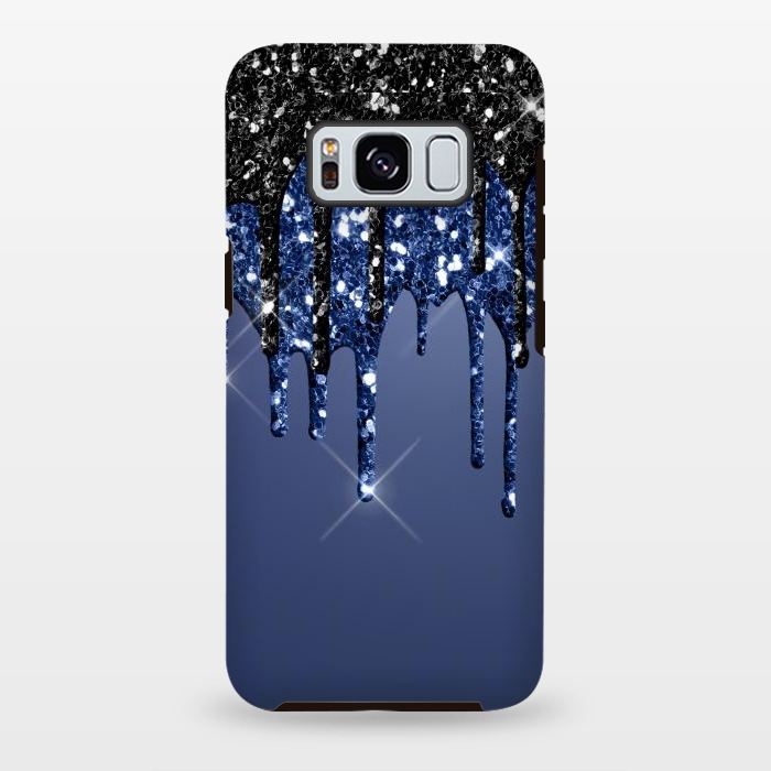 Galaxy S8 plus StrongFit blue black glitter drops by haroulita