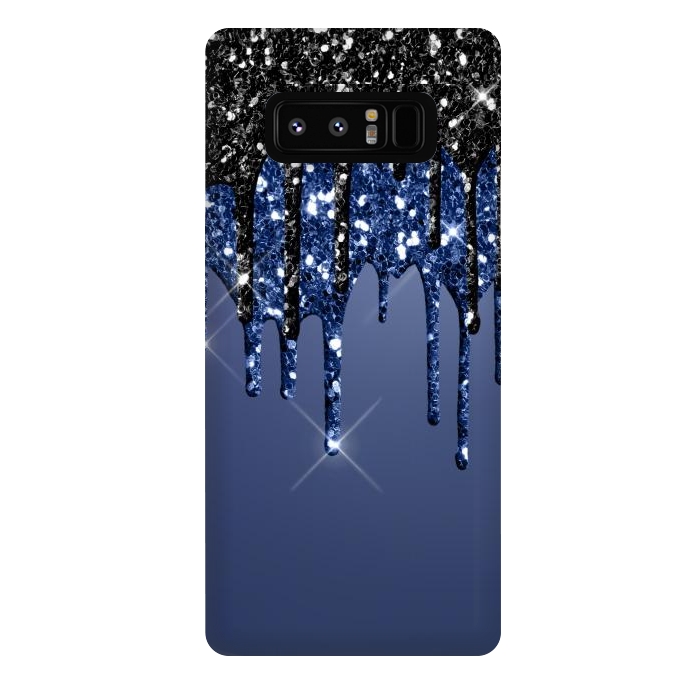 Galaxy Note 8 StrongFit blue black glitter drops by haroulita