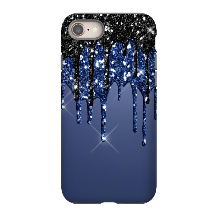 iPhone 8 StrongFit blue black glitter drops by haroulita
