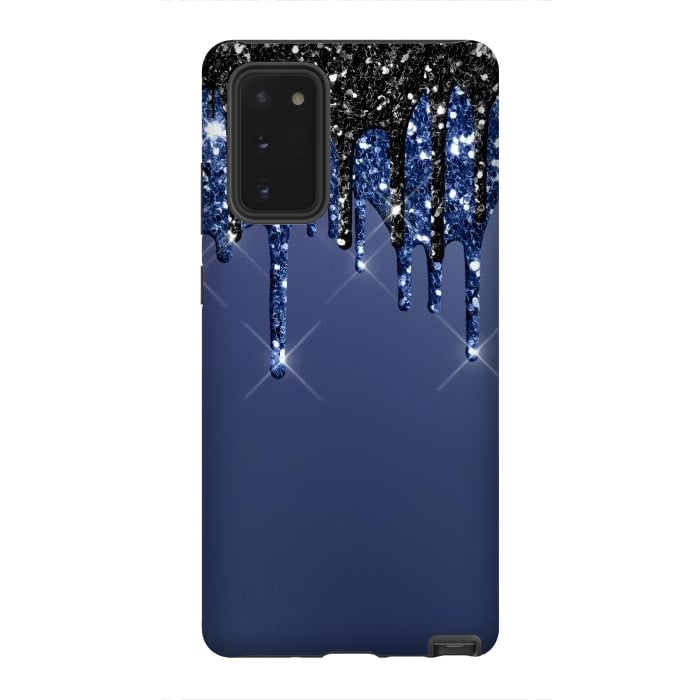 Galaxy Note 20 StrongFit blue black glitter drops by haroulita