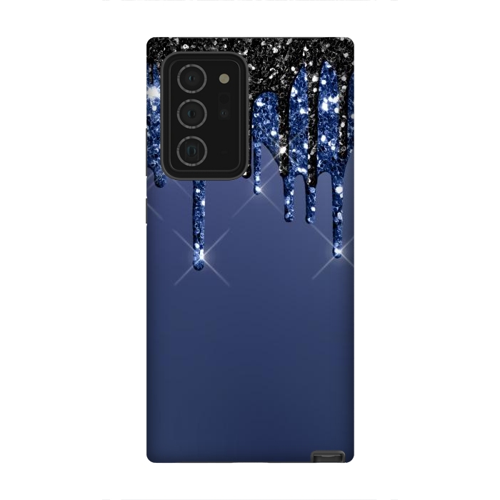 Galaxy Note 20 Ultra StrongFit blue black glitter drops by haroulita