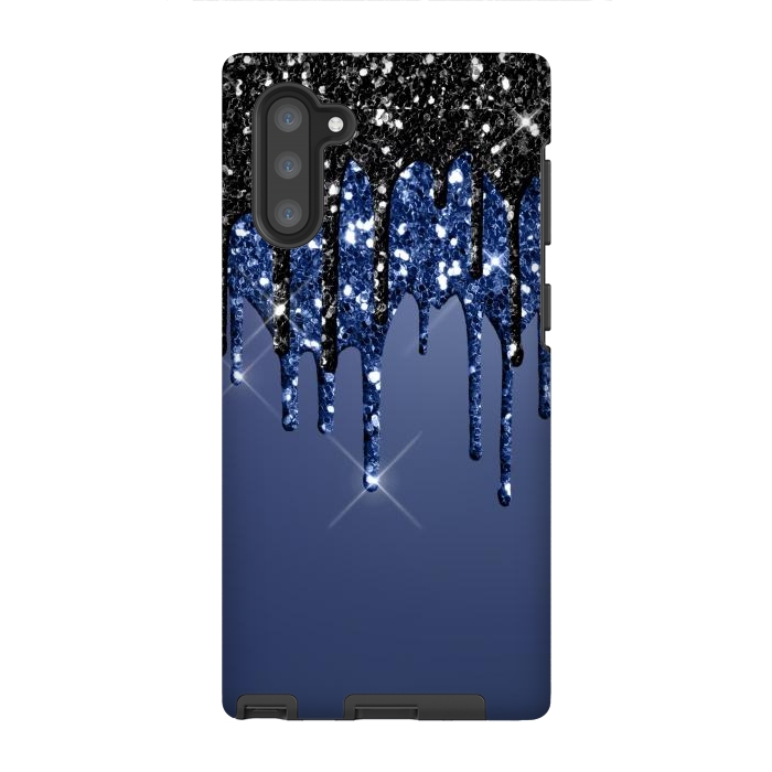 Galaxy Note 10 StrongFit blue black glitter drops by haroulita