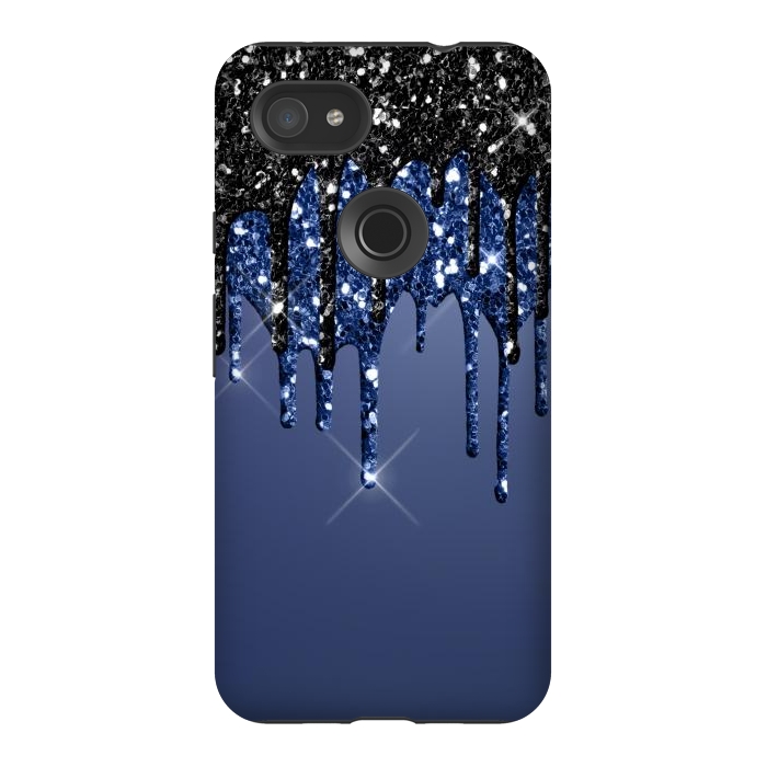 Pixel 3AXL StrongFit blue black glitter drops by haroulita
