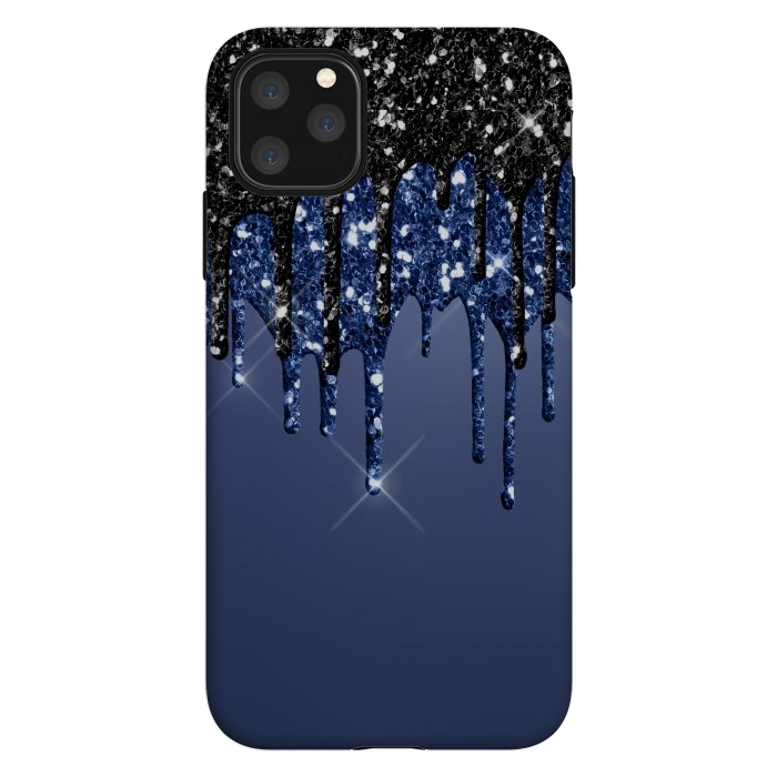 iPhone 11 Pro Max StrongFit blue black glitter drops by haroulita