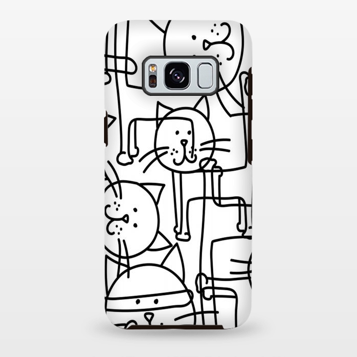 Galaxy S8 plus StrongFit black white doodle cats by haroulita