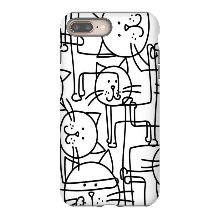 iPhone 8 plus StrongFit black white doodle cats by haroulita