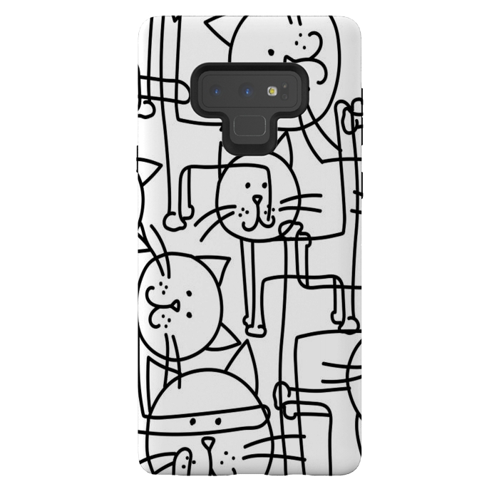 Galaxy Note 9 StrongFit black white doodle cats by haroulita