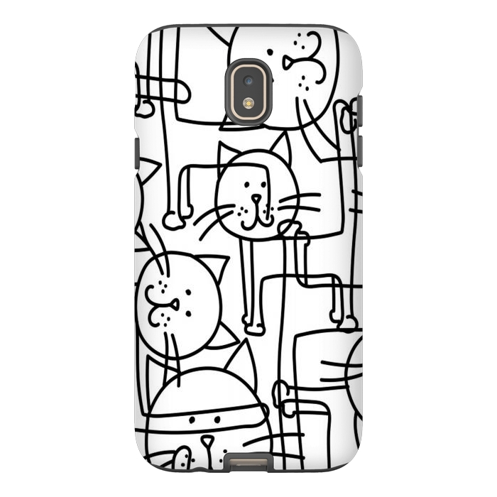 Galaxy J7 StrongFit black white doodle cats by haroulita