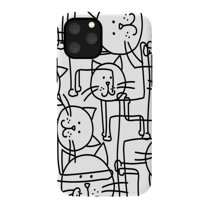 iPhone 11 Pro StrongFit black white doodle cats by haroulita