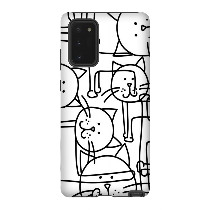 Galaxy Note 20 StrongFit black white doodle cats by haroulita