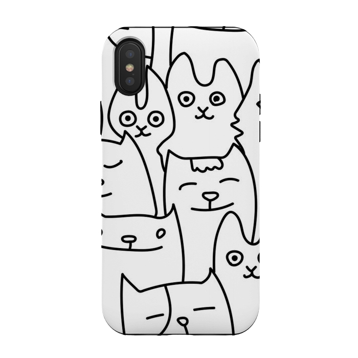 iPhone Xs / X StrongFit black white funny cats by haroulita