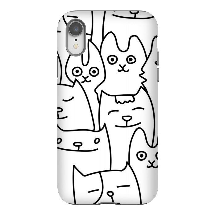 iPhone Xr StrongFit black white funny cats by haroulita