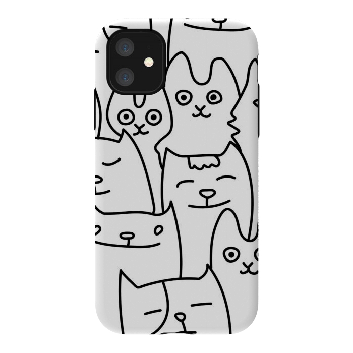 iPhone 11 StrongFit black white funny cats by haroulita