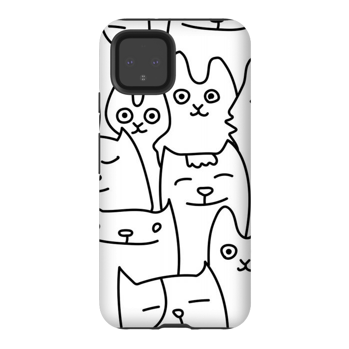 Pixel 4 StrongFit black white funny cats by haroulita