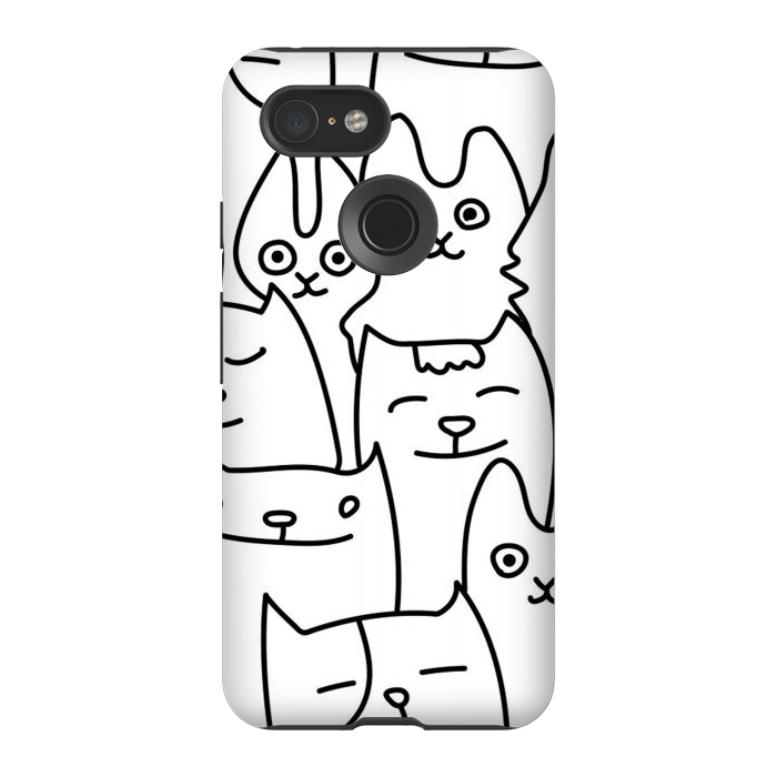 Pixel 3 StrongFit black white funny cats by haroulita