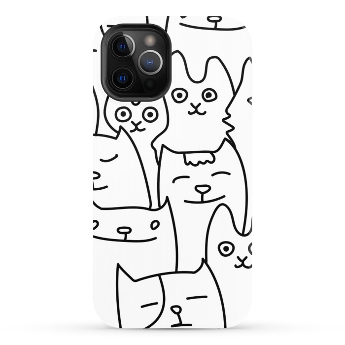 iPhone 12 Pro StrongFit black white funny cats by haroulita