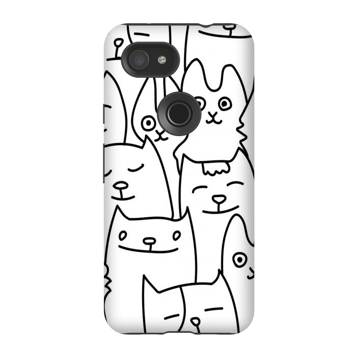 Pixel 3A StrongFit black white funny cats by haroulita