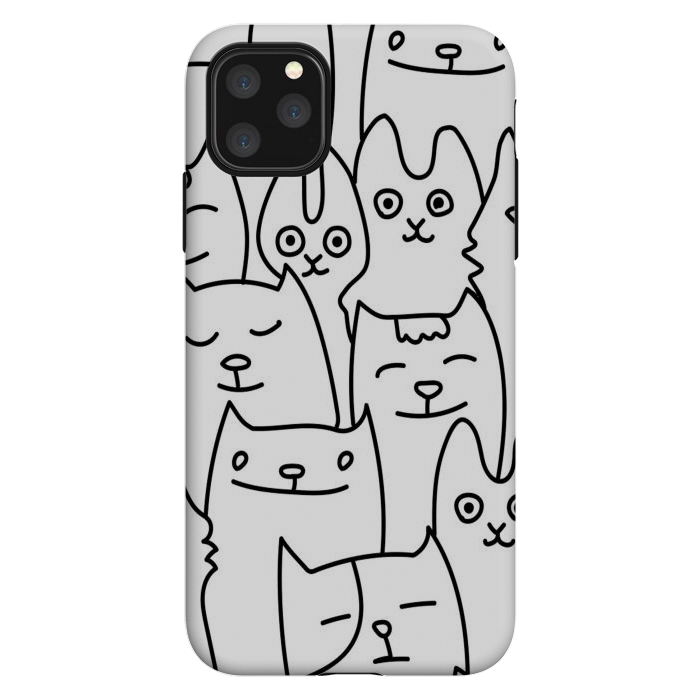 iPhone 11 Pro Max StrongFit black white funny cats by haroulita