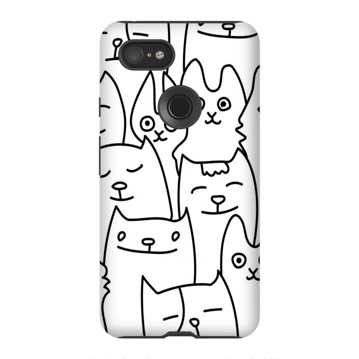 Pixel 3XL StrongFit black white funny cats by haroulita