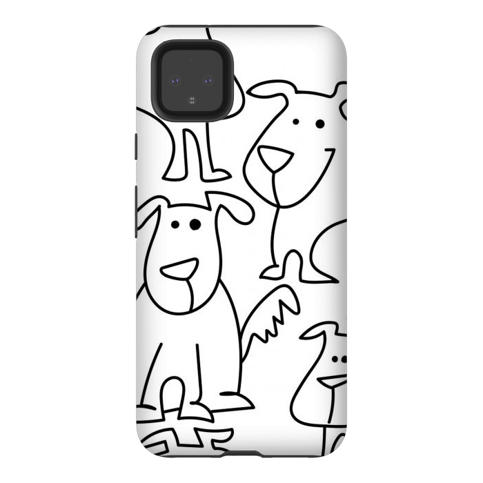 Pixel 4XL StrongFit doodle dogs by haroulita