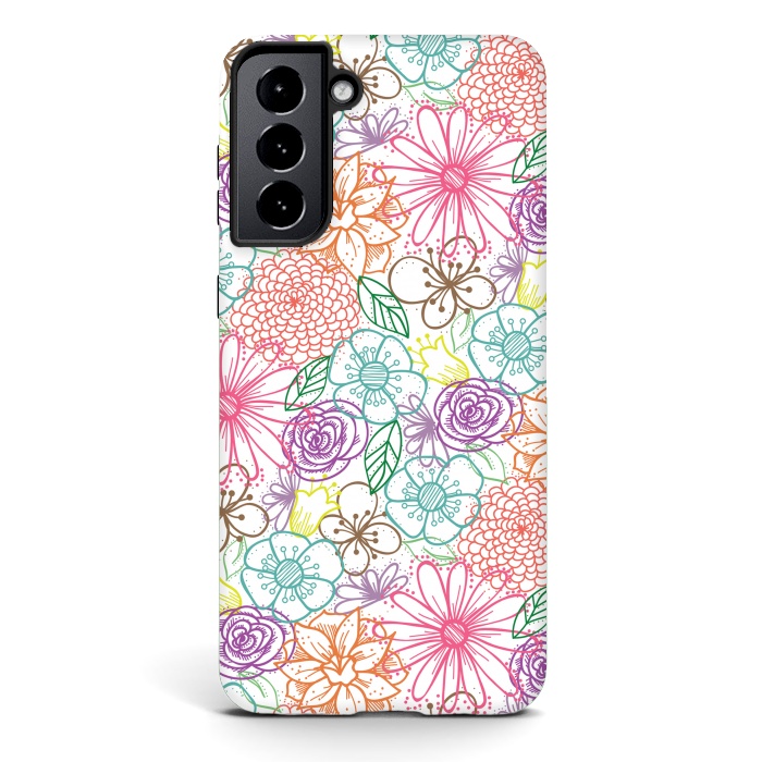 Galaxy S21 StrongFit Bright Floral by TracyLucy Designs