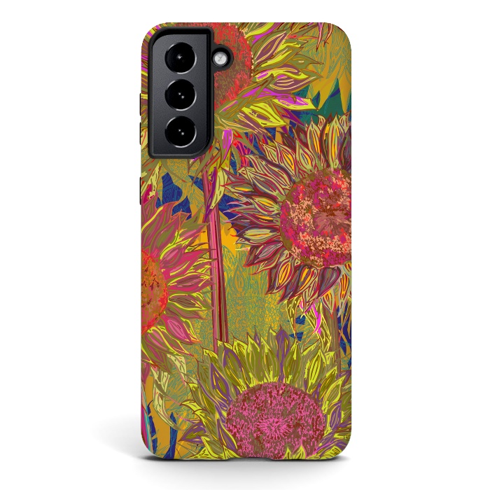 Galaxy S21 StrongFit Sunflowers by Lotti Brown