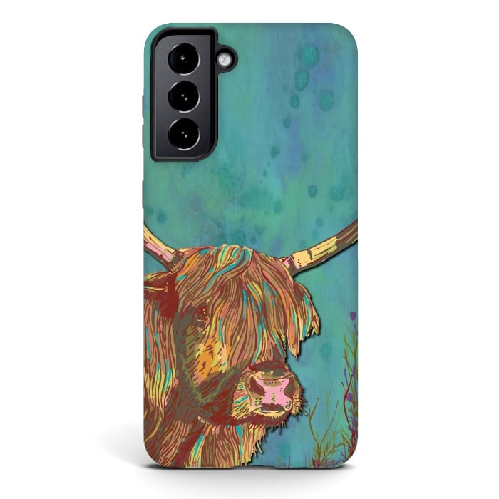 Galaxy S21 StrongFit Highland Cow by Lotti Brown