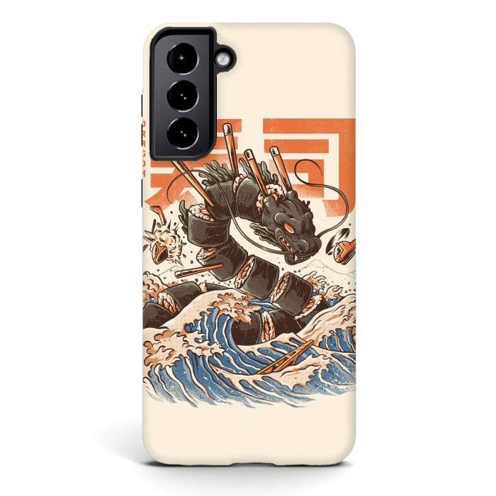 Galaxy S21 plus StrongFit Great Sushi Dragon  by Ilustrata