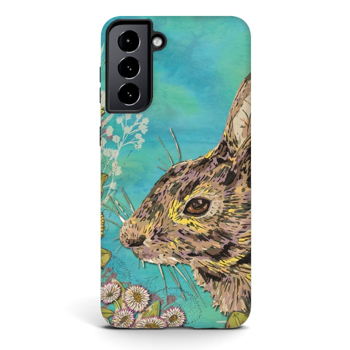 Galaxy S21 StrongFit Rabbit and Daisies by Lotti Brown