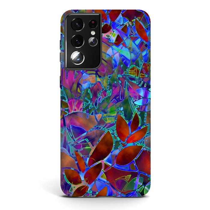 Galaxy S21 ultra StrongFit Floral Abstract Stained Glass G174 by Medusa GraphicArt
