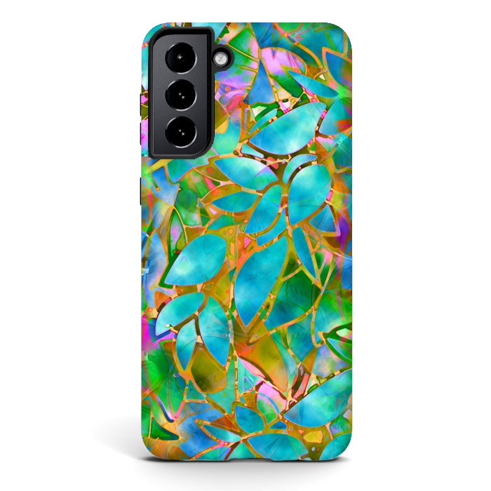 Galaxy S21 StrongFit Floral Abstract Stained Glass G265  by Medusa GraphicArt