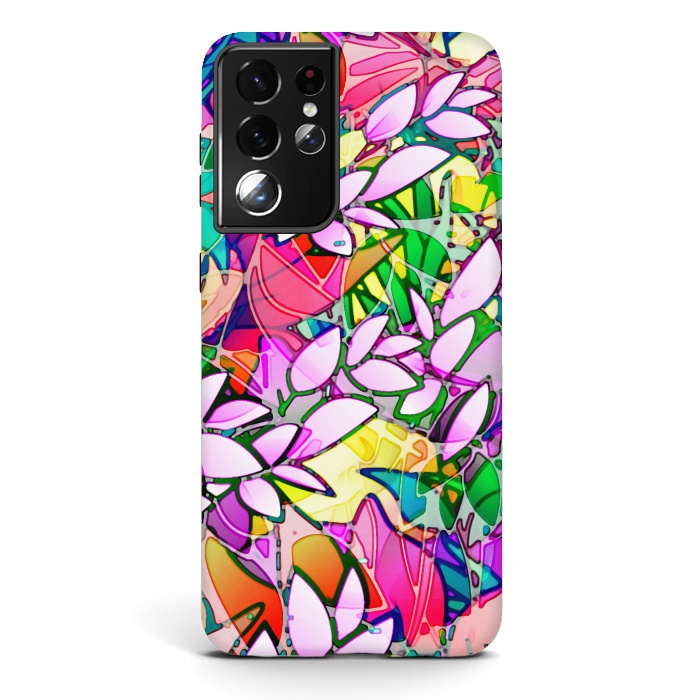Galaxy S21 ultra StrongFit Grunge Art Floral Abstract G130  by Medusa GraphicArt
